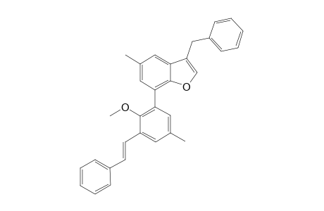 3-Benzyl-7-{2-methoxy-5-methyl-3-[(E)-2-phenylethenyl]phenyl}-5-methylbenzofurane