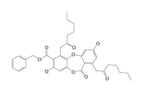 11H-Dibenzo[b,e][1,4]dioxepin-7-carboxylic acid, 3,8-dihydroxy-11-oxo-1,6-bis(2-oxoheptyl)-, phenylmethyl ester