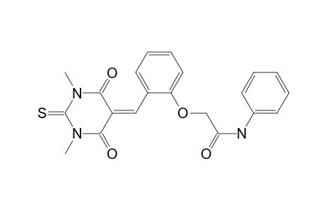 2-[2-[(1,3-dimethyl-4,6-dioxo-2-sulfanylidene-1,3-diazinan-5-ylidene)methyl]phenoxy]-N-phenylacetamide