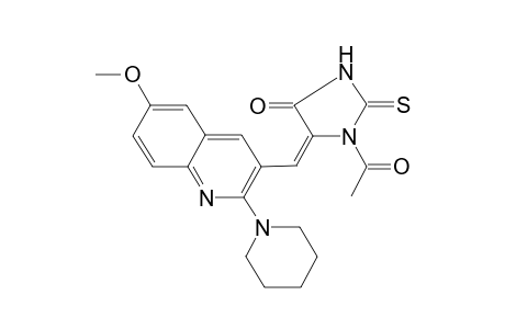 (5E)-1-acetyl-5-[(6-methoxy-2-piperidin-1-ylquinolin-3-yl)methylidene]-2-sulfanylideneimidazolidin-4-one