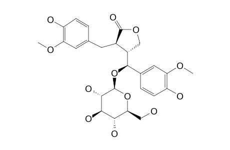 RYOBUNOSIDE;4,4',7-TRIHYDROXY-3,3'-DIMETHOXY-LIGNANO-9,9'-LACTONE-7-O-BETA-D-GLUCOPYRANOSIDE