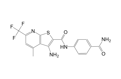 3-Amino-N-(4-carbamoylphenyl)-4-methyl-6-(trifluoromethyl)-2-thieno[2,3-b]pyridinecarboxamide