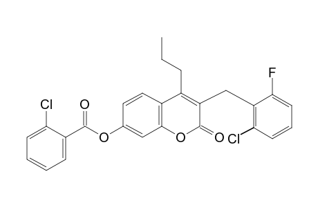 3-(2-chloro-6-fluorobenzyl)-7-hydroxy-4-propylcoumarin, o-chlorobenzoate