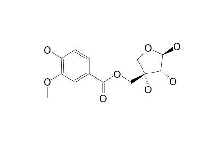 FLAVIFLOSIDE-A;5-O-(4'-HYDROXY-3'-METHOXYBENZOYL)-BETA-D-APIOFURANOSIDE