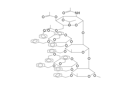 METHYL 4-O-BENZYL-2-[4-O-BENZYL-3-O-(2,3,4,6-TETRA-O-BENZYL-ALPHA-D-GLUCOPYRANOSYL)-2-O-(3,4,6-TRI-O-ACETYL-2-DEOXY-2-ACETAMIDO-BETA-D-GLUCOPYRANOSYL)-ALPHA-L-RHAMNOPYRANOSYL]-3-(2,3,4,6-TETRA-O-BENZY