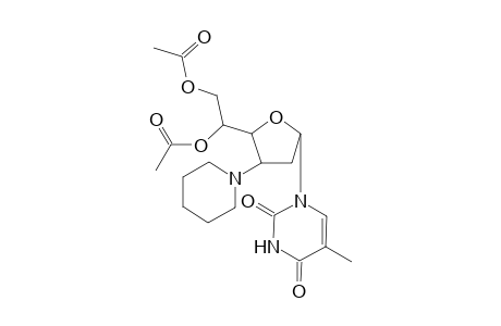 1-(5,6-Di-O-acetyl-2,3-dideoxy-3-piperidino-.alpha.,D-ribo-hexofuranosyl)thymine