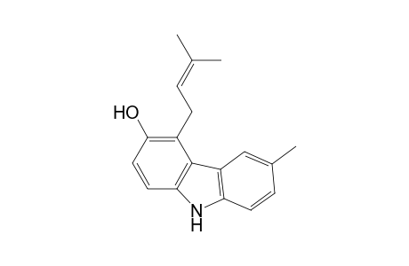 GLYCOMAURROL;6-METHYL-4-(3'-METHYLBUT-2'-ENYL)-CARBAZOL-3-OL