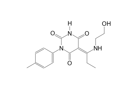 (5E)-5-{1-[(2-hydroxyethyl)amino]propylidene}-1-(4-methylphenyl)-2,4,6(1H,3H,5H)-pyrimidinetrione