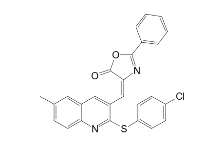 5(4H)-oxazolone, 4-[[2-[(4-chlorophenyl)thio]-6-methyl-3-quinolinyl]methylene]-2-phenyl-, (4E)-