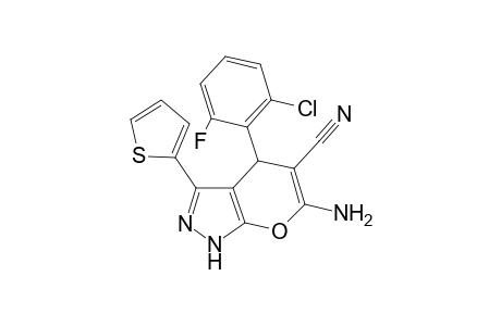 6-Amino-4-(2-chloro-6-fluoro-phenyl)-3-(2-thienyl)-2,4-dihydropyrano[2,3-c]pyrazole-5-carbonitrile