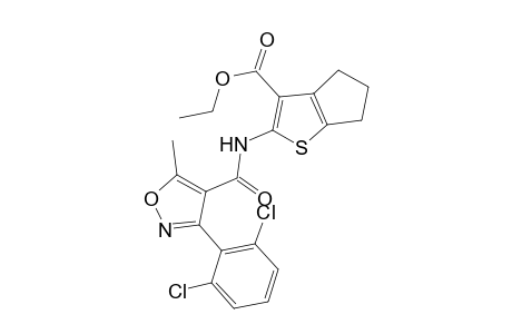 ethyl 2-({[3-(2,6-dichlorophenyl)-5-methyl-4-isoxazolyl]carbonyl}amino)-5,6-dihydro-4H-cyclopenta[b]thiophene-3-carboxylate