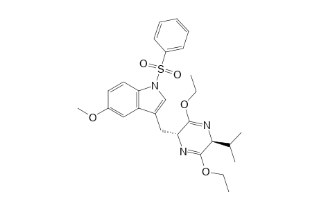 1-(benzenesulfonyl)-3-[[(2R,5S)-3,6-diethoxy-5-isopropyl-2,5-dihydropyrazin-2-yl]methyl]-5-methoxy-indole