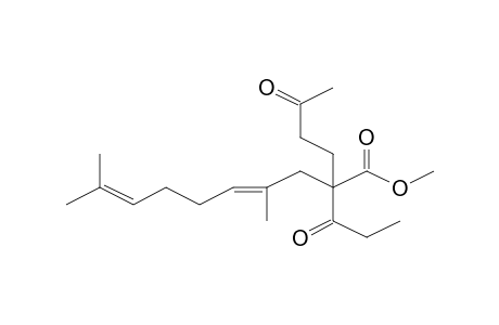 4,8-Decadienoic acid, 2-(3-oxo-1-butyl)-5,9-dimethyl-2-propionyl-, methyl ester, (E)-