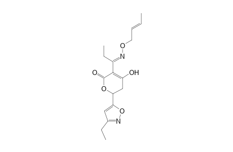 2H-Pyran-2-one, 3-[1-[(2-butenyloxy)imino]propyl]-6-(3-ethyl-5-isoxazolyl)-5,6-dihydro-4-hydroxy-, (?,E)-