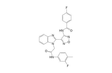 4-Fluoranyl-N-[4-[1-[2-[(3-fluoranyl-4-methyl-phenyl)amino]-2-oxidanylidene-ethyl]benzimidazol-2-yl]-1,2,5-oxadiazol-3-yl]benzamide