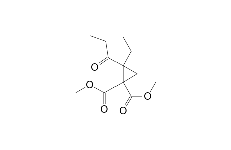 1,1-Cyclopropanedicarboxylic acid, 2-ethyl-2-(1-oxopropyl)-, dimethyl ester, (.+-.)-