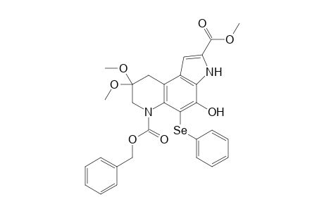 4-Hydroxy-8,8-dimethoxy-5-(phenylseleno)-7,9-dihydro-3H-pyrrolo[3,2-f]quinoline-2,6-dicarboxylic acid O2-methyl ester O6-(phenylmethyl) ester