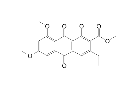 METHYL-AUSTROCORTICINATE;METHYL-3-ETHYL-1-HYDROXY-6,8-DIMETHOXY-9,10-DIOXOANTHRACENE-2-CARBOXYLATE