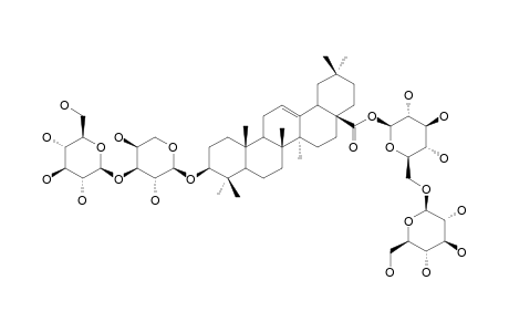 ARALIASAPONIN-II;28-O-BETA-D-GLUCOPYRANOSYL-(1->6)-BETA-D-GLUCOPYRANOSYL-OLEANOLIC-ACID-3-O-BETA-D-GLUCOPYRANOSYL-(1->3)-ALPHA-L-ARABINOPYRA