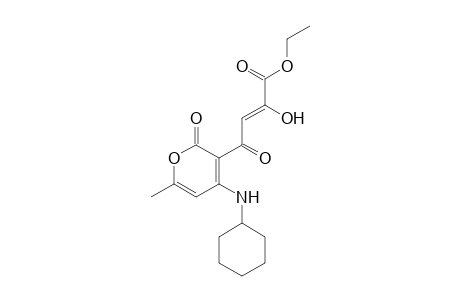 Ethyl 2-hydroxy-4-oxo-4-(4-cyclohexylamino-6-methyl-2-pyrone-3-yl)-2-butenoate