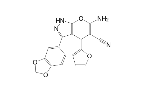 pyrano[2,3-c]pyrazole-5-carbonitrile, 6-amino-3-(1,3-benzodioxol-5-yl)-4-(2-furanyl)-1,4-dihydro-