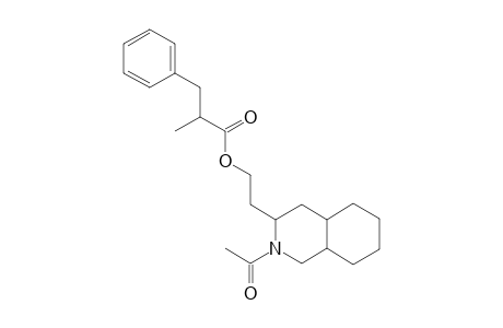 Benzenepropanoic acid, .alpha.-methyl-, 2-(2-acetylperhydroisoquinolin-3-yl)ethyl ester