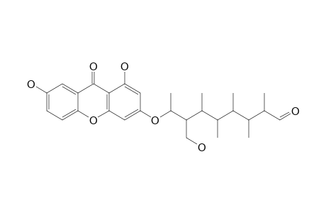 CHAPEXANTHONE-A;1,7-DIHYDROXY-3-O-[(1',3',4',5',6',7'-HEXAMETHYLOCTANAL)-2''-HYDROXYMETHYLENE]-XANTHONE