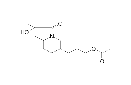 Acetic acid, 3-(2-hydroxy-2-methyl-3-oxooctahydroindolizin-6-yl)propyl ester