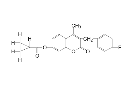 3-(p-fluorobenzyl)-7-hydroxy-4-methylcoumarin, cyclopropanecarboxylate