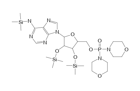 4',5',N-tri(trimethylsilyl)-(2'-oxa-3'-adeninyl-4',5'-dihydroxy-cyclopentyl)-methyl-p,p-di((1-aza-4-oxa-cyclohexyl)amino)-phoshoate