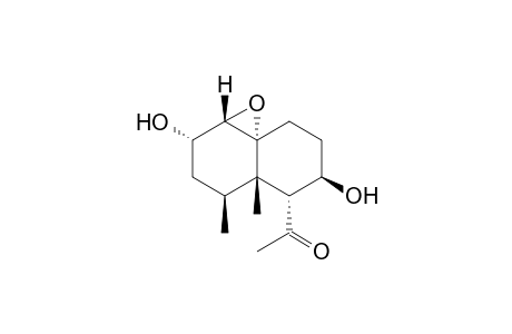 LAEVINOL_F;6-ALPHA-ACETYL-4-BETA,5-BETA-DIMETHYL-1-(10)-ALPHA-EPOXY-2-ALPHA,7-BETY-DIHYDROXYDECALIN