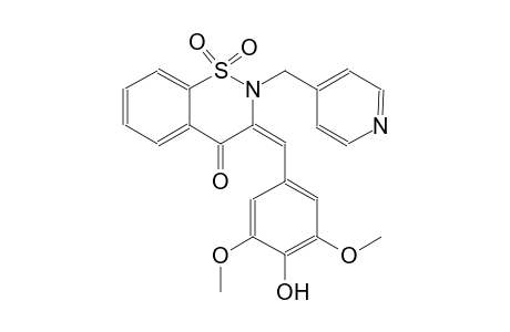 4H-1,2-benzothiazin-4-one, 2,3-dihydro-3-[(4-hydroxy-3,5-dimethoxyphenyl)methylene]-2-(4-pyridinylmethyl)-, 1,1-dioxide, (3E)-