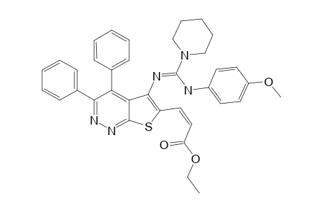 6-(2-Ethoxycarbonylvinyl)-5-[(4-methoxyphenylamino)piperidin-1-yl-methyleneamino]-3,4-diphenylthieno[2,3-c]pyridazine