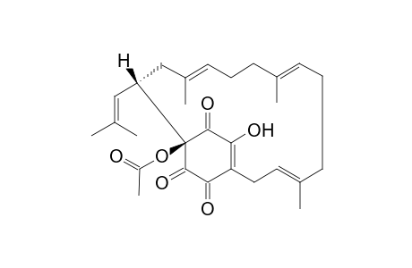 2,5-[3',7',11-Trimethyl-1'-(isobut-1"'-enyl)trideca-3',7',11-triene-1',13-diyl]-2-acetoxy-6-hydroxy-(tetrahydro)-benzene-1,3,4-trione