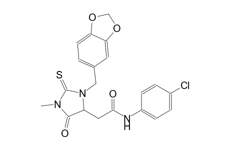 2-[3-(1,3-benzodioxol-5-ylmethyl)-1-methyl-5-oxo-2-thioxo-4-imidazolidinyl]-N-(4-chlorophenyl)acetamide