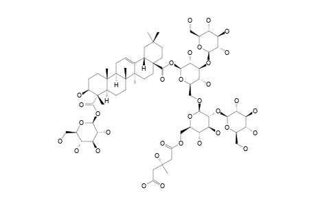 DIANVERSICOSIDE_C;23-O-BETA-D-GLUCOPYRANOSYL-3-BETA-HYDROXYOLEAN-12-EN-23-ALPHA,28-BETA-DIOIC_ACID_28-O-[BETA-D-GLUCOPYRANOSYL-(1->3)]-[[BETA-D-GLU