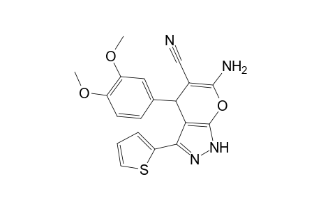 6-Amino-4-(3,4-dimethoxyphenyl)-3-(2-thienyl)-2,4-dihydropyrano[2,3-c]pyrazole-5-carbonitrile