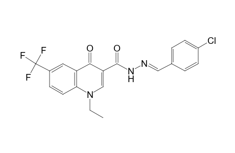 1,4-dihydro-1-ethyl-4-oxo-6-(trifluoromethyl)-3-quinolinecarboxylic acid, (p-chlorobenzylidene)hydrazide