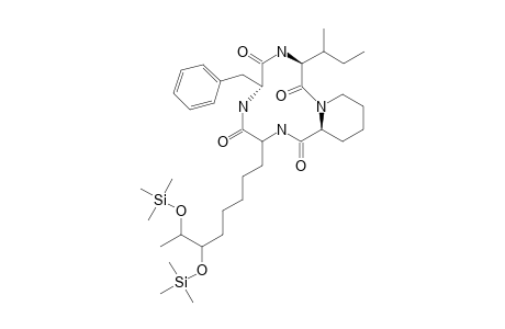 (3S,6R,12S)-6-Benzyl-3-butan-2-yl-9-(6,7-dihydroxyoctyl)-1,4,7,10-tetrazabicyclo[10.4.0]hexadecane-2,5,8,11-tetrone, 2tms derivative