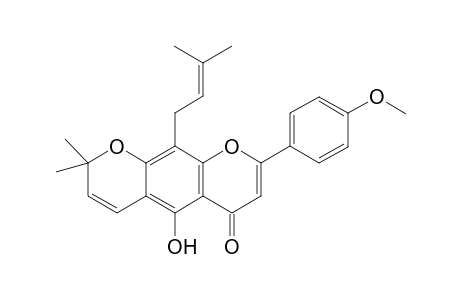 4H,8H-Benzo[1,2-b:5,4-b']dipyran-4-one, 5-hydroxy-2-(4-methoxyphenyl)-8,8-dimethyl-10-(3-methyl-2-butenyl)-