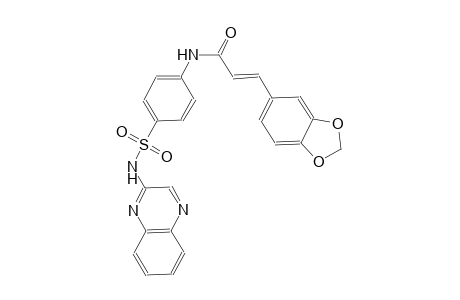 (2E)-3-(1,3-benzodioxol-5-yl)-N-{4-[(2-quinoxalinylamino)sulfonyl]phenyl}-2-propenamide