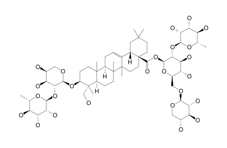 LONICEROSIDE-B;#2;3-O-ALPHA-L-RHAMNOPYRANOSYL-(1->2)-ALPHA-L-ARABINOPYRANOSYL-HEDERAGENIN-28-O-ALPHA-L-RHAMNOPYRANOSYL-(1->2)-[BETA-D-XYLOPYRANOSYL-(1->6)]-BET