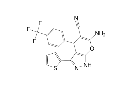 6-Amino-3-thiophen-2-yl-4-(4-trifluoromethyl-phenyl)-1,4-dihydro-pyrano[2,3-c]pyrazole-5-carbonitrile