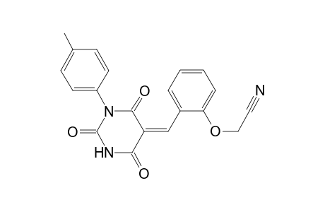 {2-[(Z)-(1-(4-methylphenyl)-2,4,6-trioxotetrahydro-5(2H)-pyrimidinylidene)methyl]phenoxy}acetonitrile