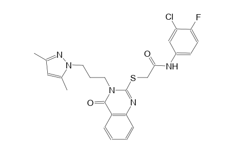 N-(3-chloro-4-fluorophenyl)-2-({3-[3-(3,5-dimethyl-1H-pyrazol-1-yl)propyl]-4-oxo-3,4-dihydro-2-quinazolinyl}sulfanyl)acetamide