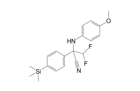 3,3-difluoro-2-(4-methoxyanilino)-2-(4-(trimethylsilyl)phenyl)propanenitrile