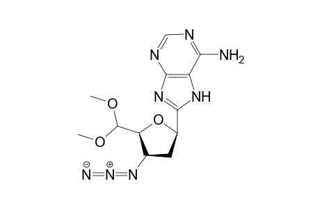 Dimethyl acetal of (+)-(5R)-5-C-(6'-amino-7'H-purin-8'-yl)-2,5-anhydro-3-azido-3,4-dideoxy-L-erythropentose