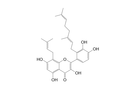 (E)-2-(2-(3,7-dimethylocta-2,6-dien-1-yl)-3,4-dihydroxyphenyl)-3,5,7-trihydroxy-8-(3-methylbut-2-en-1-yl)-4H-chromen-4-one