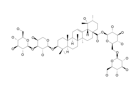 ILEXOSIDE_VIII;3-O-BETA-D-GLUCOPYRANOSYL-(1->3)-ALPHA-L-ARABINOPYRANOSYL-POMOLIC_ACID_28-O-BETA-D-GLUCOPYRANOSYL-(1->6)-BETA-D-GLUCOPYRANOSIDE