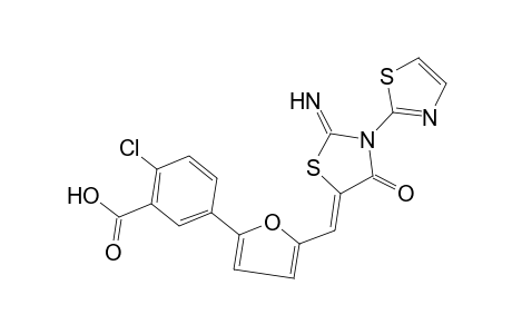 2-Chloro-5-[5-[(Z)-(2-imino-4-keto-3-thiazol-2-yl-thiazolidin-5-ylidene)methyl]-2-furyl]benzoic acid